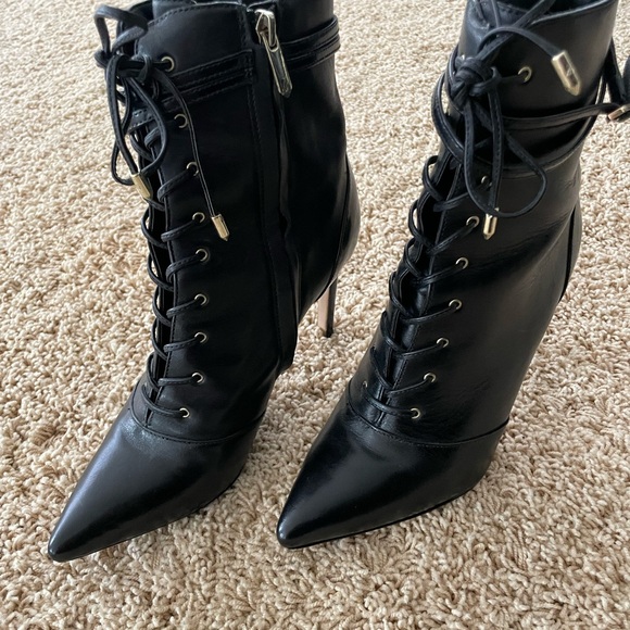 Same Edelman Pointy Toe Lace Up Bootie 7.5 Black - Picture 2 of 12